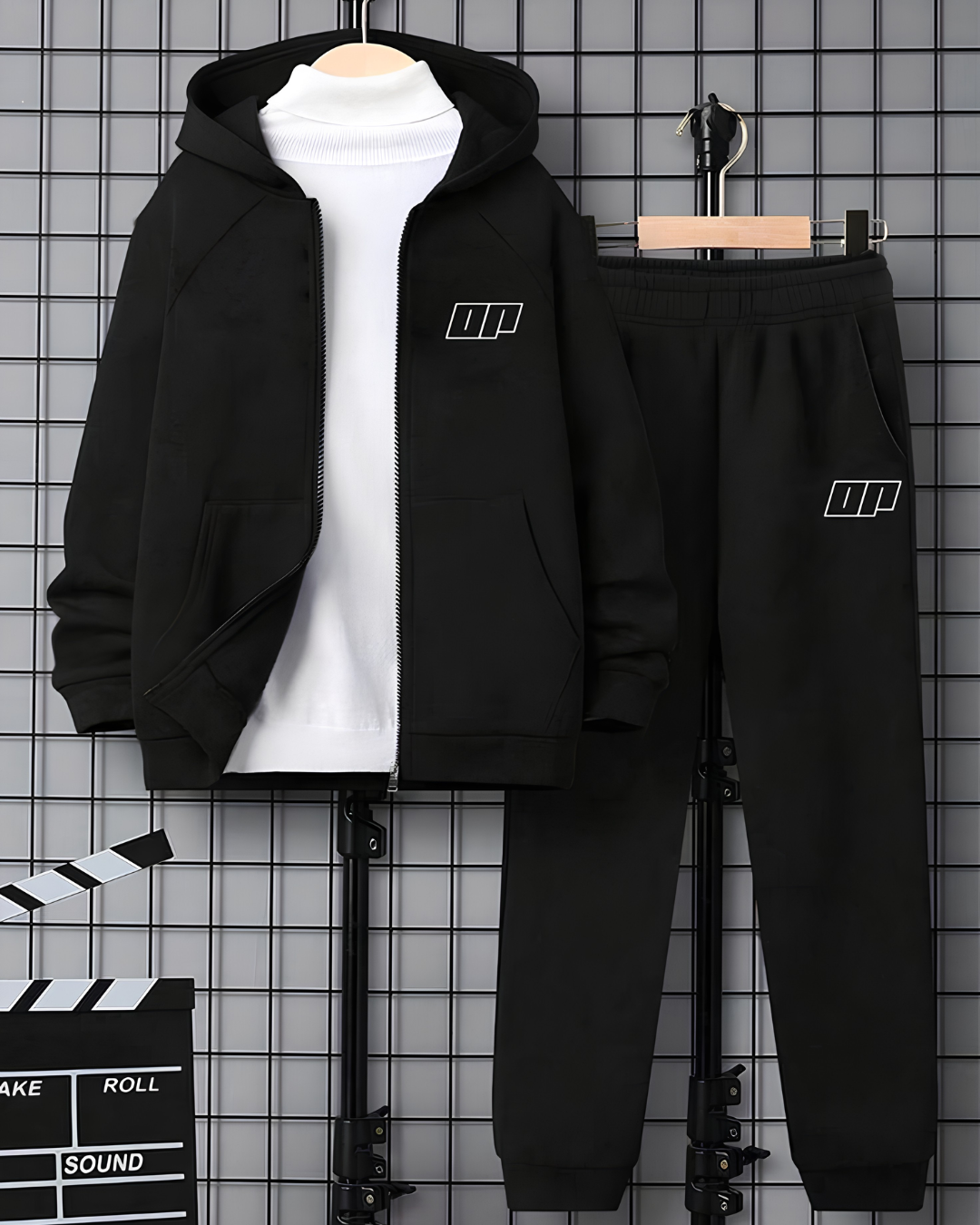 BLACK ELITE FLEECE HOODIE CO-ORD TROUSER SET