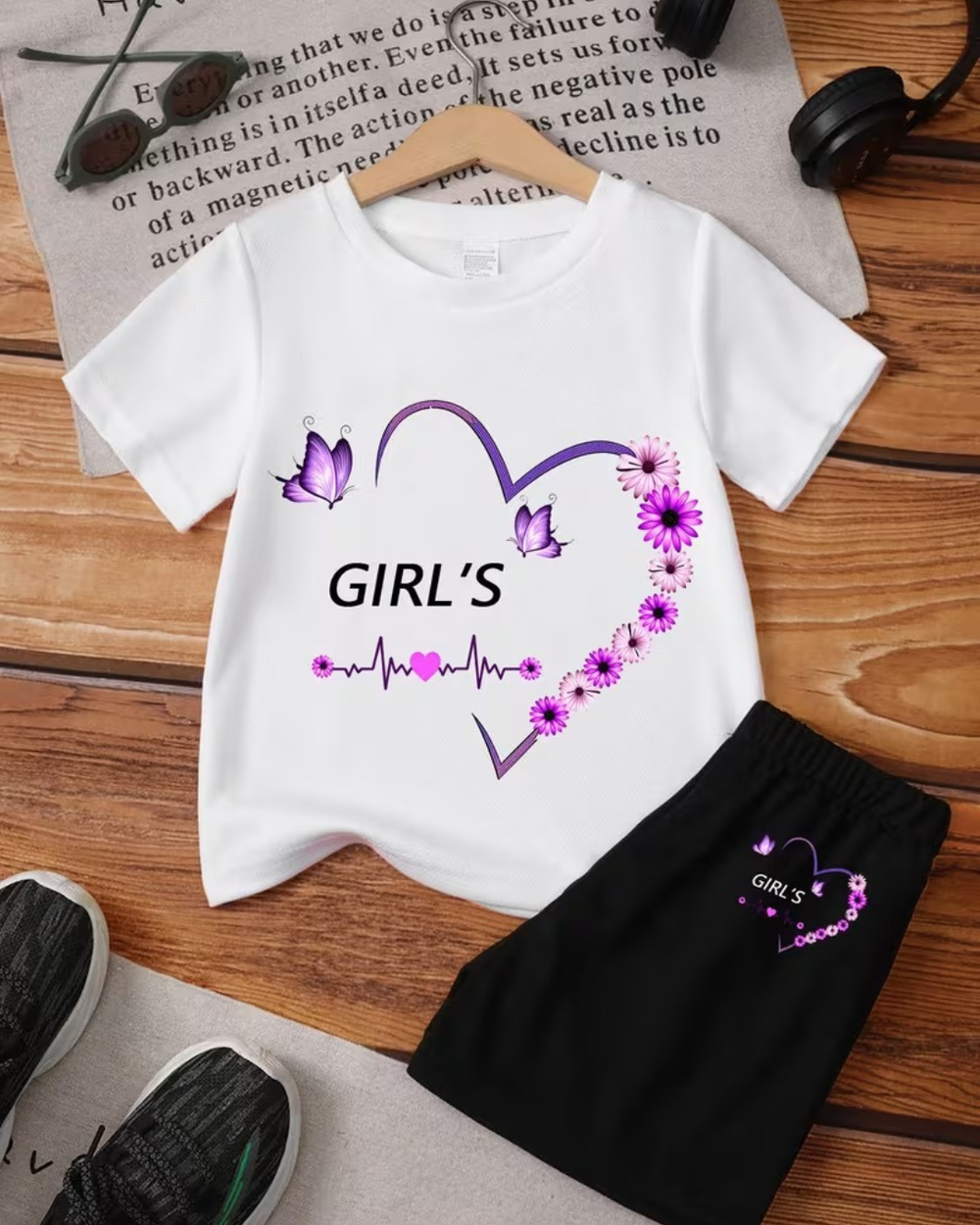 GIRLS BUTTERFLY HEART SET