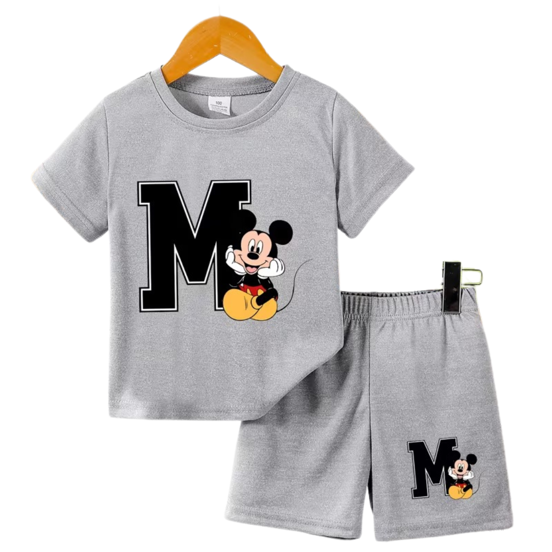 GREY CARTOON SHORT SET