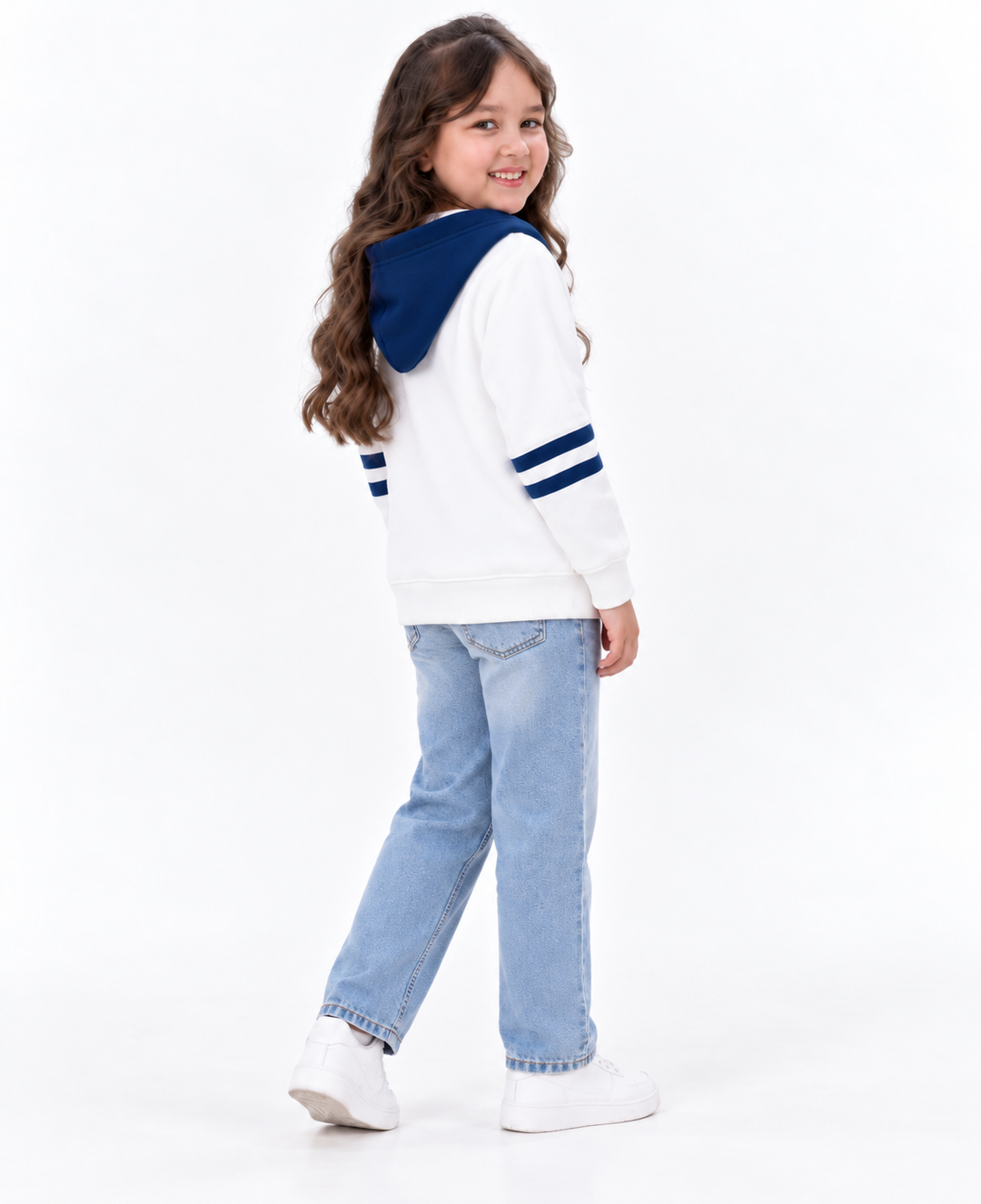 NAVY HEARTS UNISEX ZIPPER HOODIE
