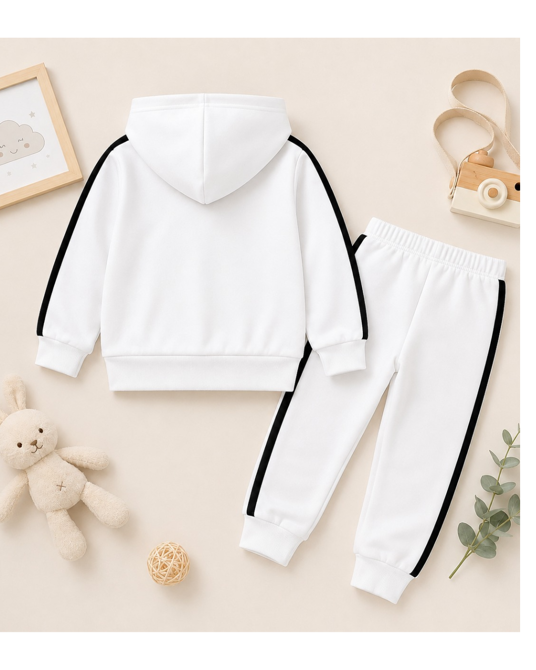 WHITE COTTON CANDY  HOODIE CO-ORD TRACKSUIT