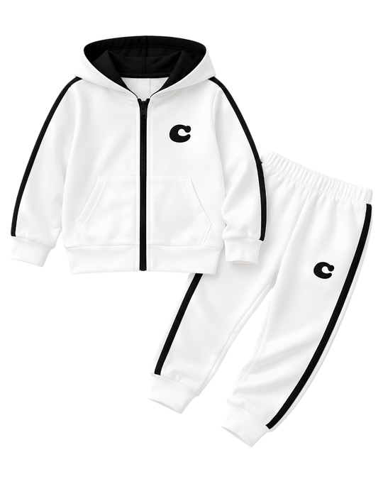 WHITE COTTON CANDY  HOODIE CO-ORD TRACKSUIT