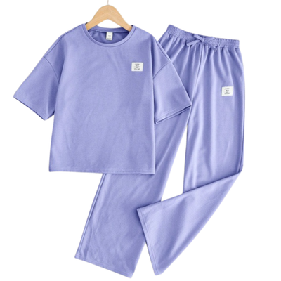 LAVENDER WAFFLE CO-ORD LOUNGE TROUSER SET