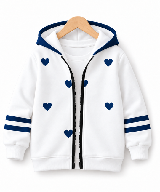 NAVY HEARTS UNISEX ZIPPER HOODIE