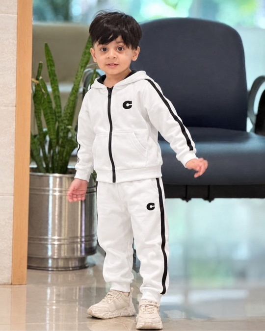 WHITE COTTON CANDY  HOODIE CO-ORD TRACKSUIT