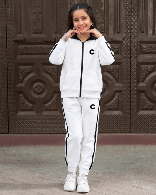 WHITE COTTON CANDY  HOODIE CO-ORD TRACKSUIT