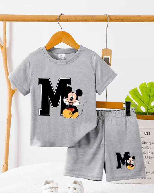 GREY CARTOON SHORT SET