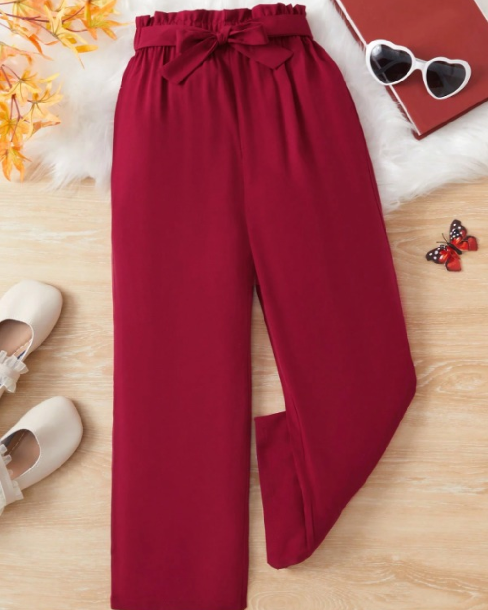 GIRLS BAGGY TROUSERS – CRIMSON RED