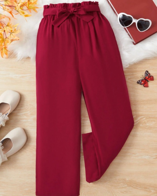 GIRLS BAGGY TROUSERS – CRIMSON RED