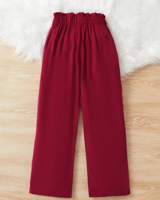 GIRLS BAGGY TROUSERS – CRIMSON RED